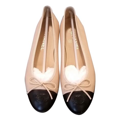 chanel beige patent leather shoes|Ballet flats .